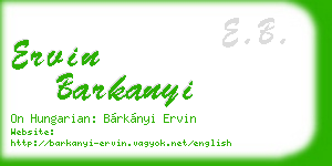ervin barkanyi business card